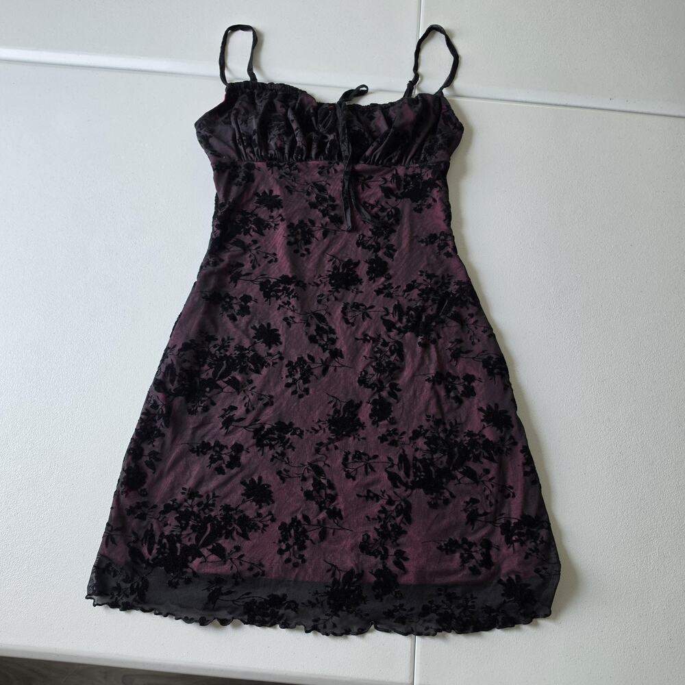 Fairy Grunge Whimsigoth Y2K Inspo Dress Small Purple Velvet Slip Mini Goth